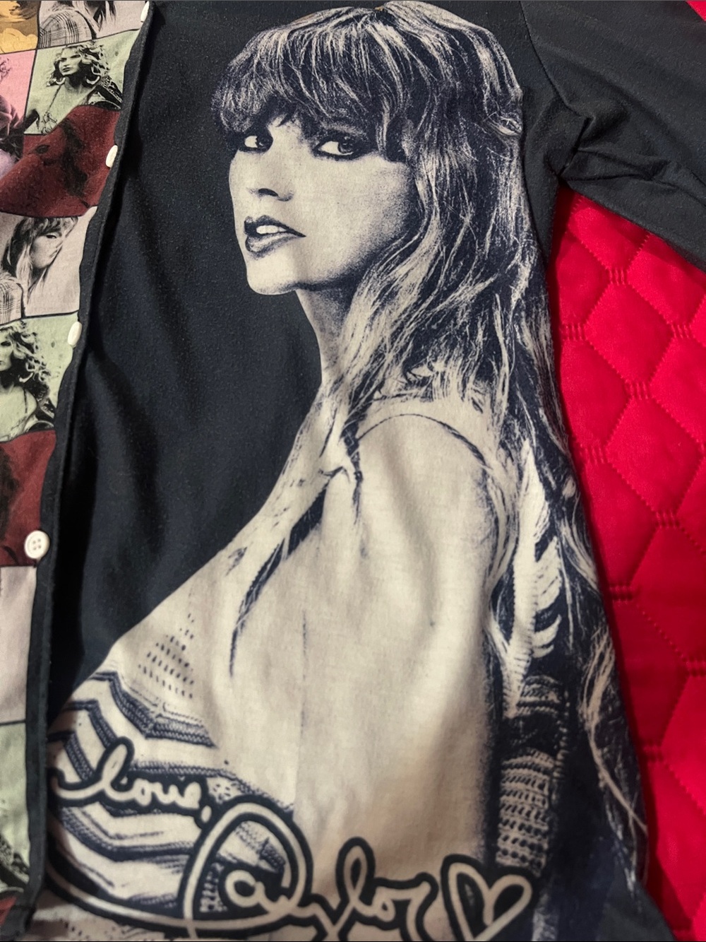 Taylor Swift Inspired Multicolor & Navy Button-Up Women’s Pajama Top - Picture 4 of 8
